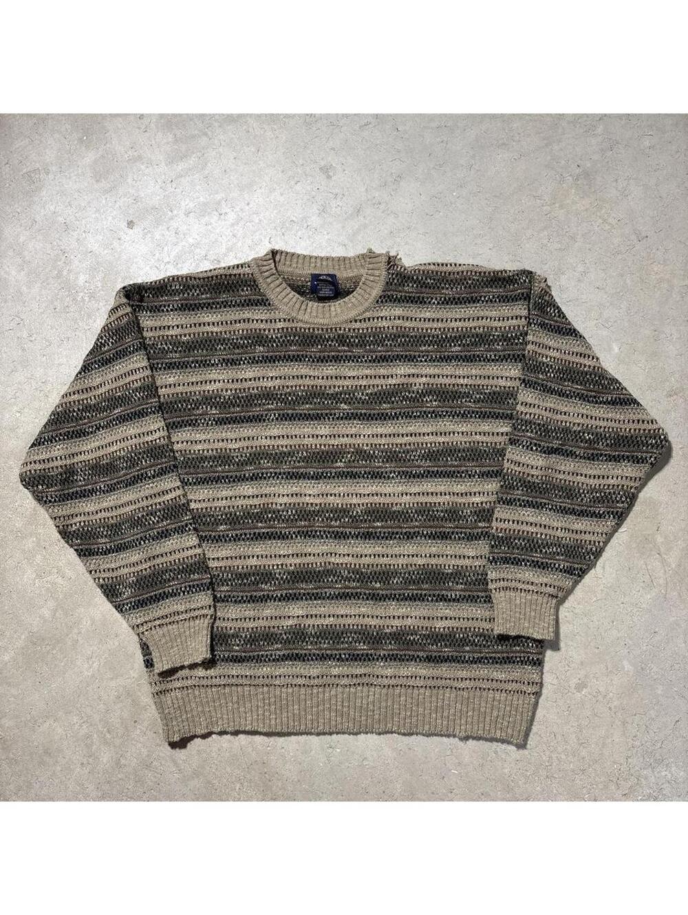 Vintage 90s Dockers Striped Knit Sweater Mens L Made Korea Crewneck LS&CO